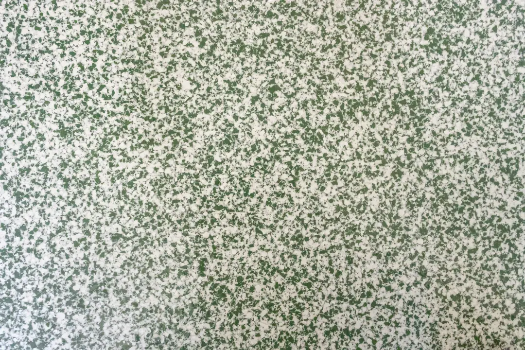 floor coating close up green flakes