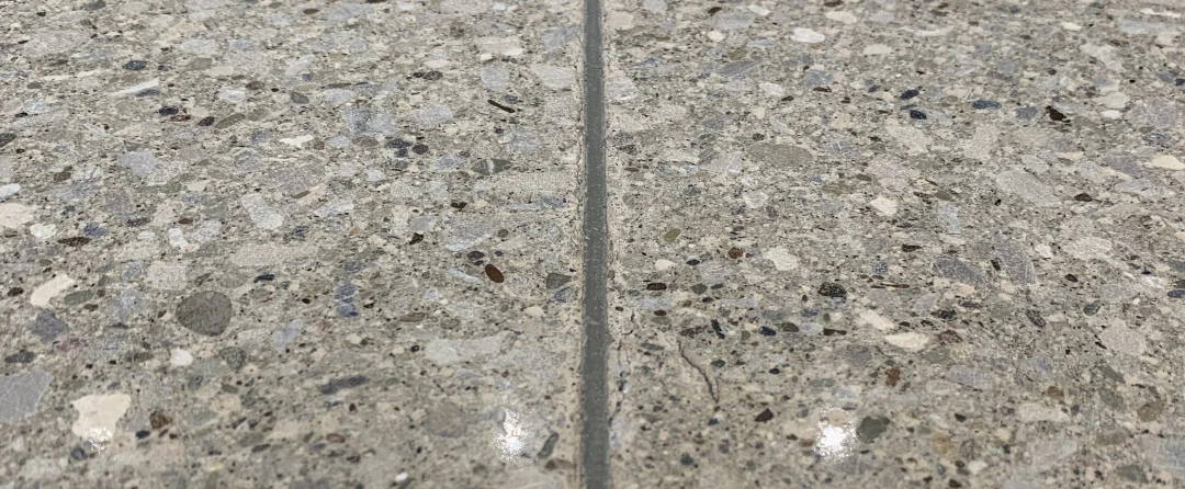 close up floor coating with seam in middle