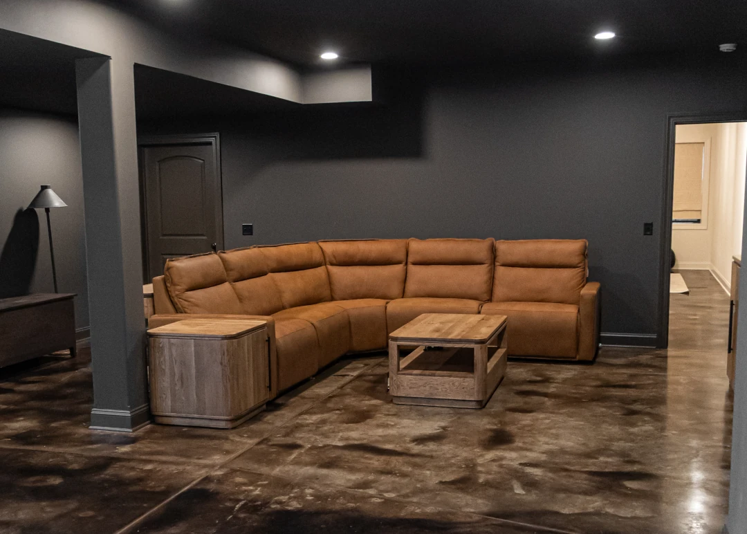 basement floor coating sectional couch