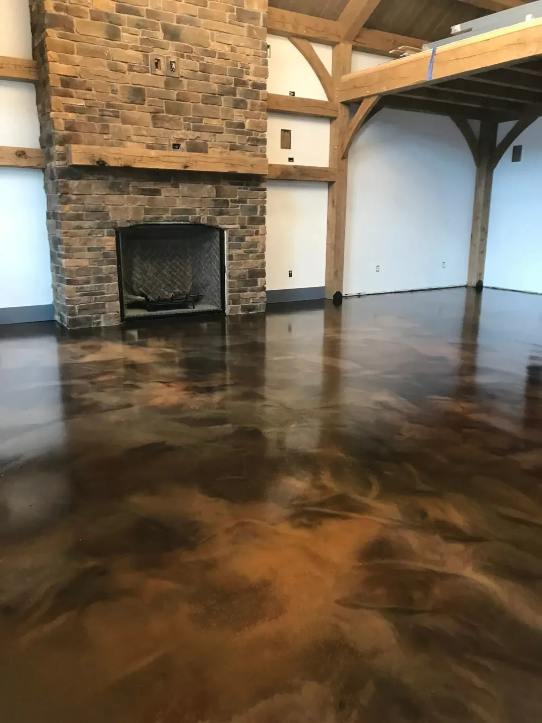 barndominium with metallic epoxy floor coating