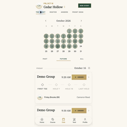 GolfCore tee sheet (demo club)