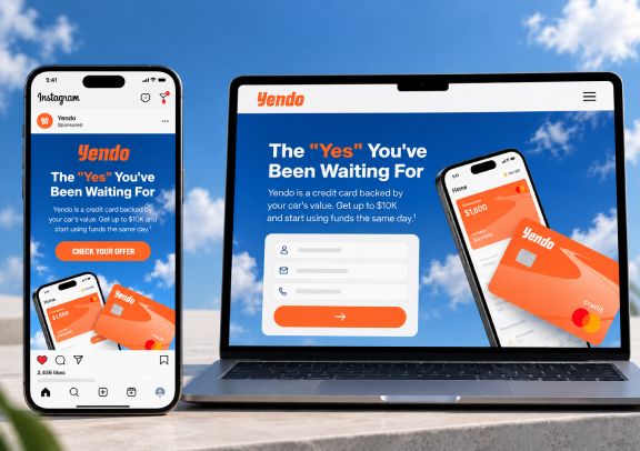 A steel barn ad next to the landing page it leads to, built from the same design system