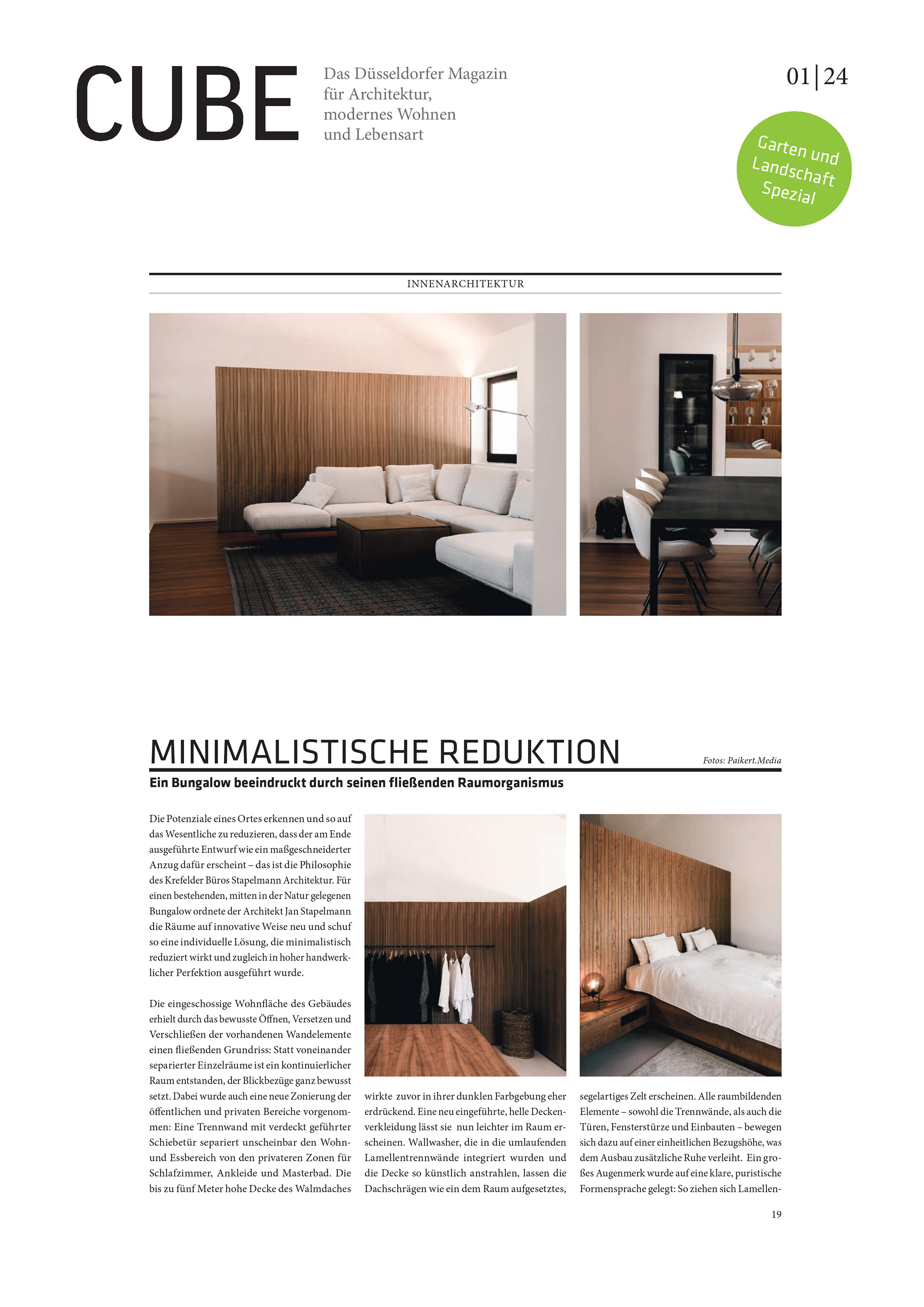 CUBE Magazin: Minimalistische Reduktion
