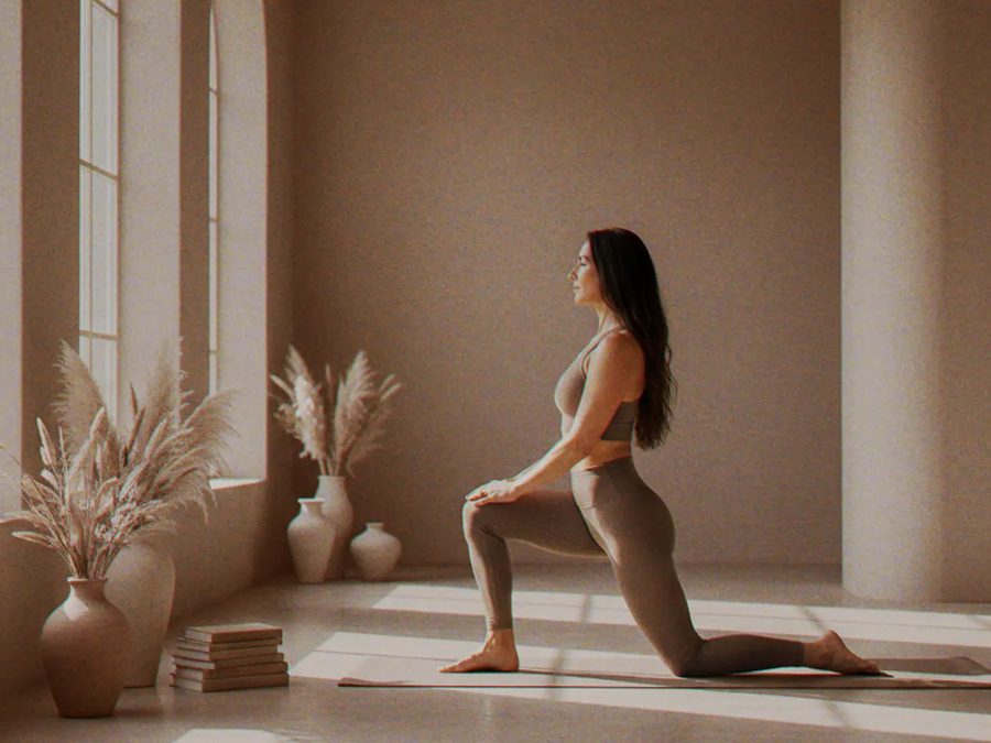 Woman stretching at home, feeling like herself