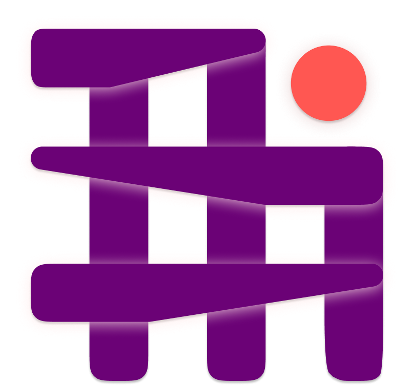 logo and logotype of Ampers& house with symbol representing an infinite knot pattern with missing thread replaced by an orange dot - symbol of a sun