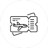 Icon of a paper airplane flying over a boarding pass.