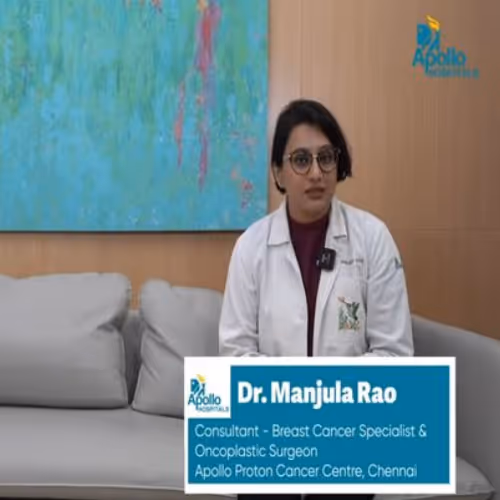 Dr Manjula Rao answers common breast cancer questions at Apollo Proton Cancer Centre, Chennai hospital lounge.