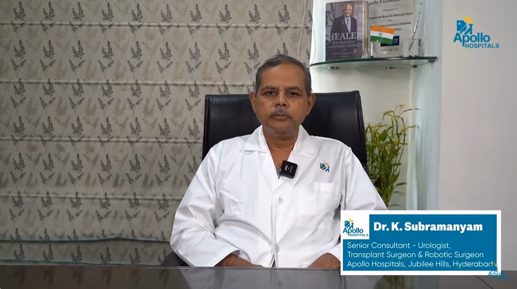 Dr. K Subramanyam, Senior Consultant, Urologist, at Apollo, answers questions in a clinical interview setting