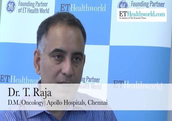 Dr. T. Raja discusses the cancer rates in India during a public awareness session.
