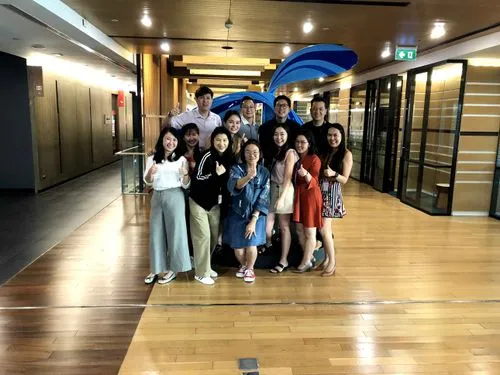 A group photo at client office after "Breakthrough sales performance