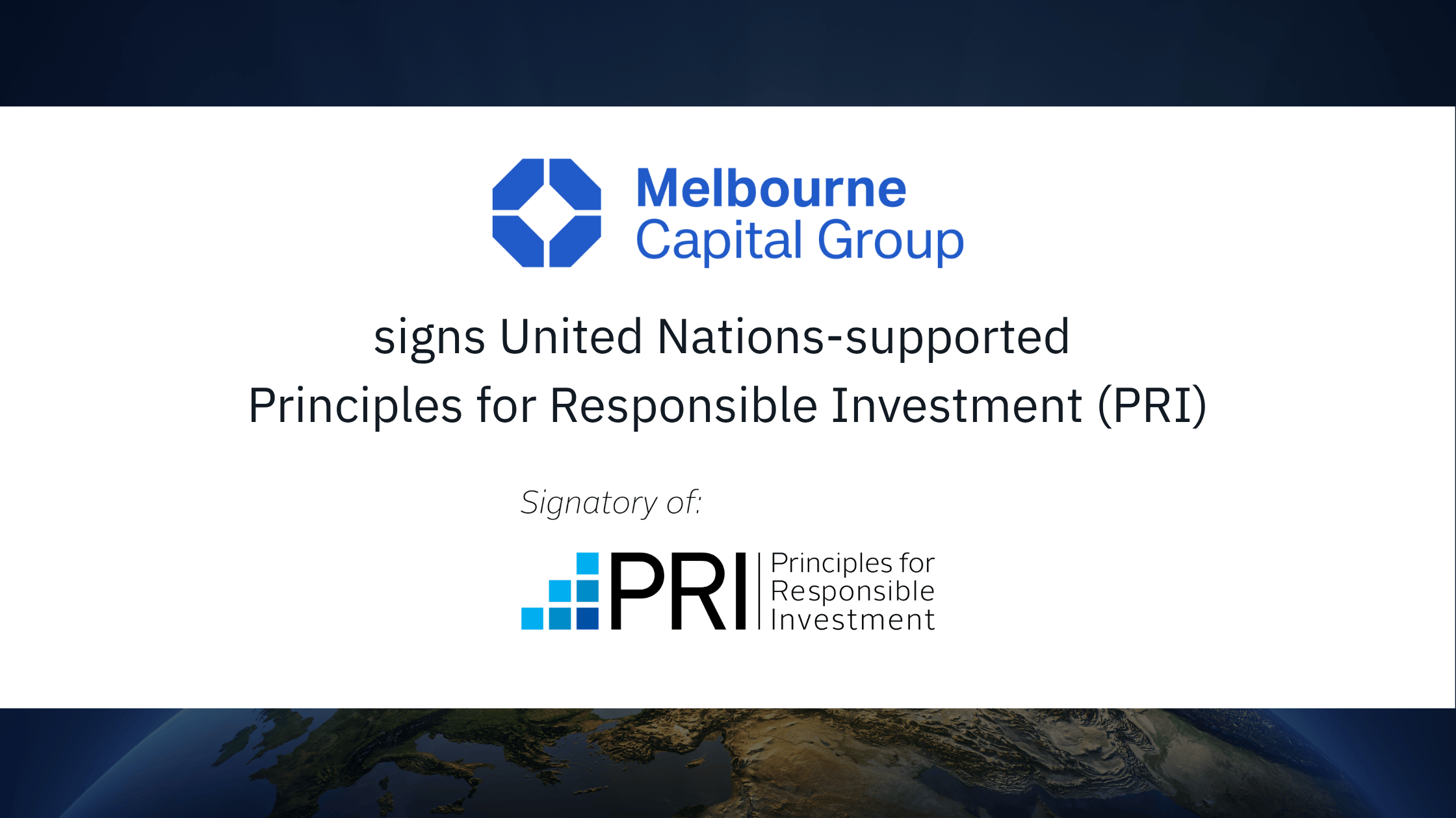 Melbourne Capital Group joins the Principles for Responsible Investment