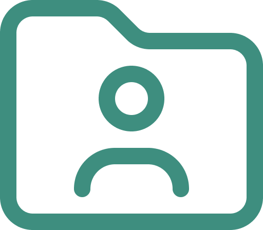 Folder icon with a user silhouette inside, symbolizing a user profile or personal folder.
