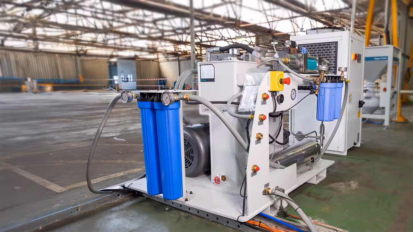 Detailed photograph of a 60,000 psi water jet pump
