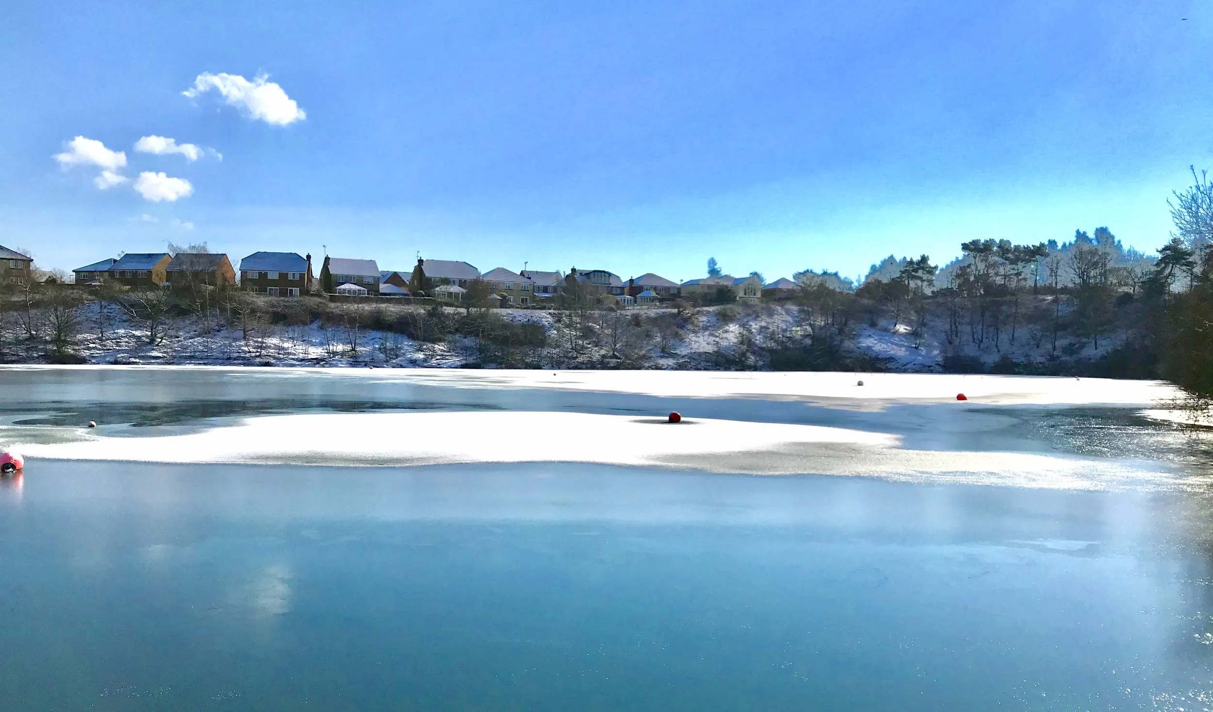Ice frozen lake landscape