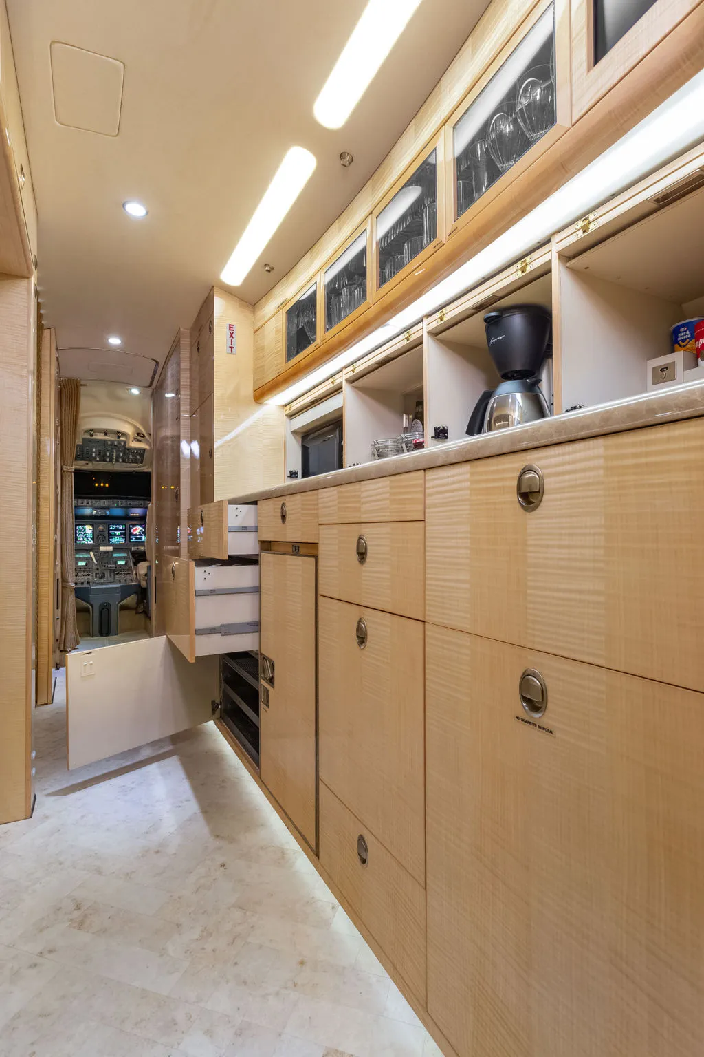 2002 Bombardier Global Express N983J S/N 9072 - interior aircraft - galley open cabinets