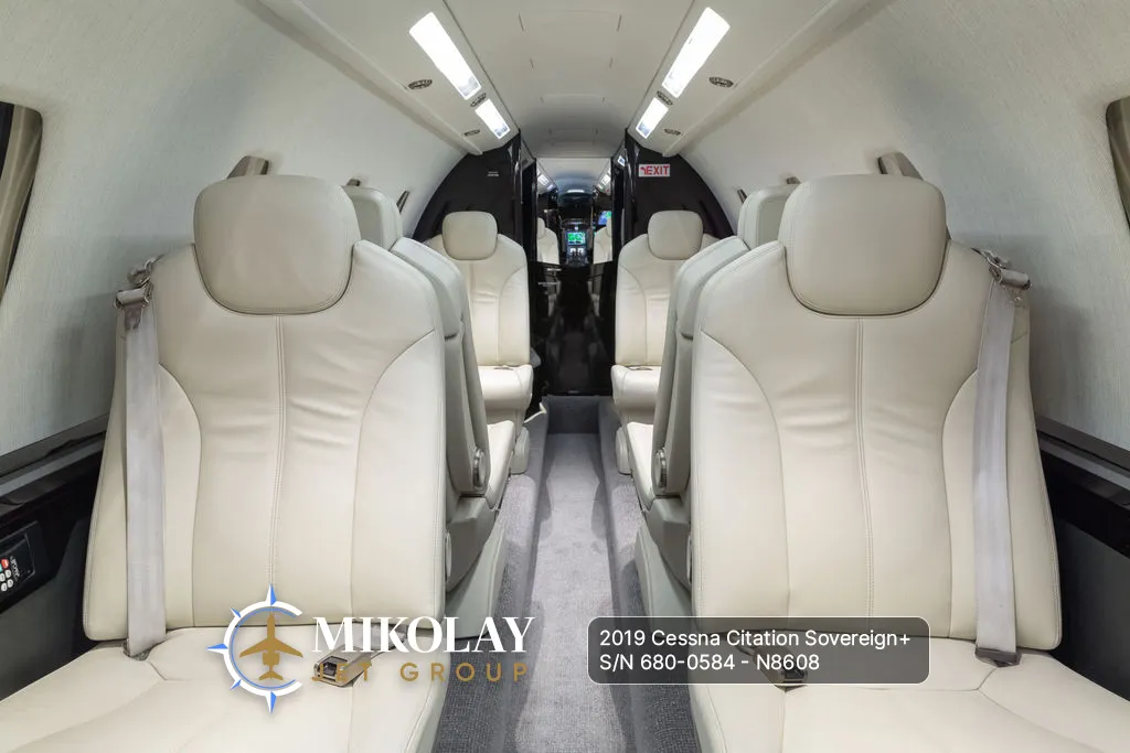 2019 Cessna Citation Sovereign+ S/N 680-0584 - interior photos of an aircraft for sale, Mikolay Jet group logo