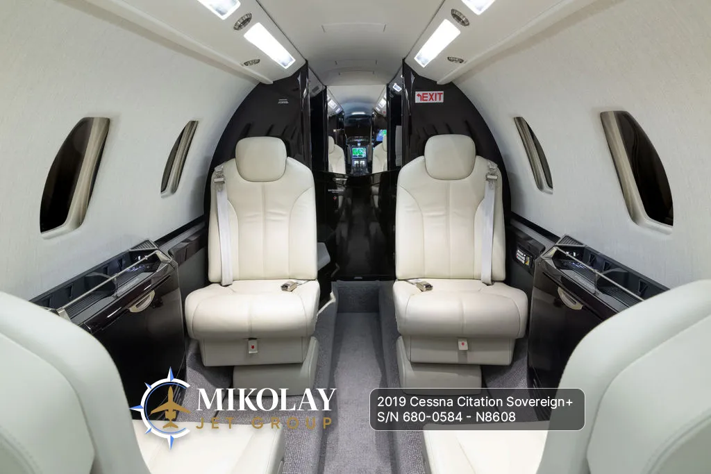 2019 Cessna Citation Sovereign+ S/N 680-0584 - interior photos of an aircraft for sale, Mikolay Jet group logo