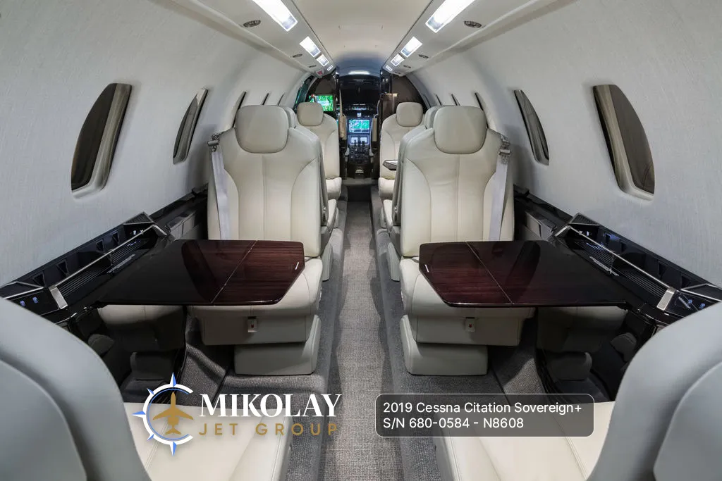2019 Cessna Citation Sovereign+ S/N 680-0584 - interior photos of an aircraft for sale, Mikolay Jet group logo