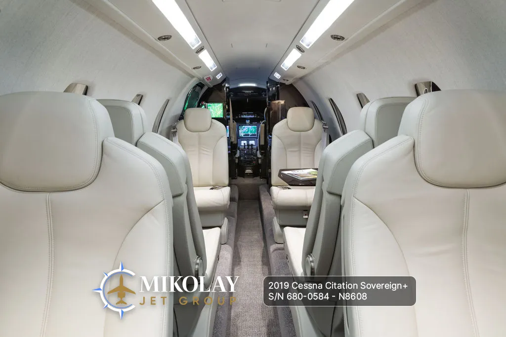 2019 Cessna Citation Sovereign+ S/N 680-0584 - interior photos of an aircraft for sale, Mikolay Jet group logo