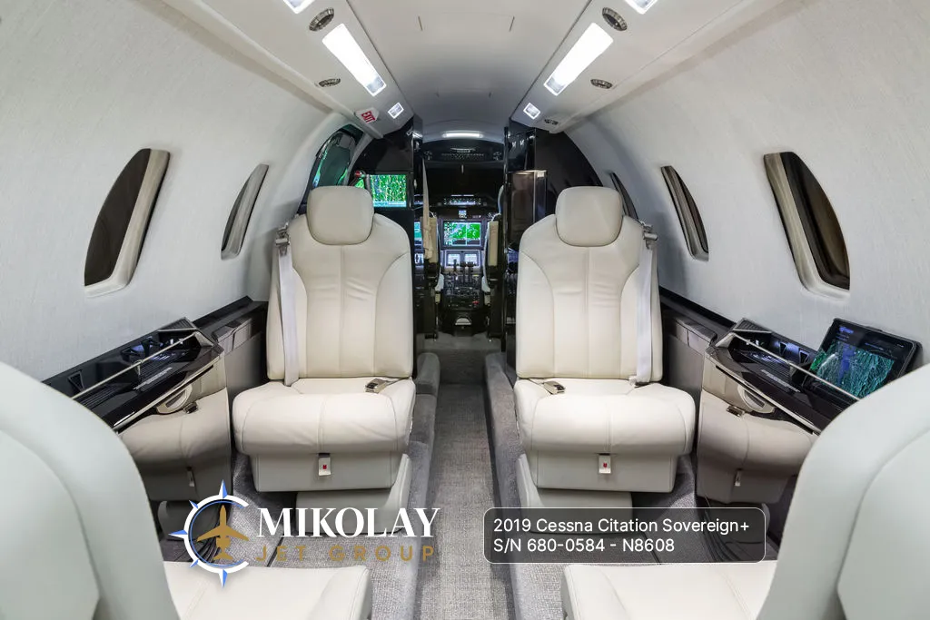 2019 Cessna Citation Sovereign+ S/N 680-0584 - interior photos of an aircraft for sale, Mikolay Jet group logo