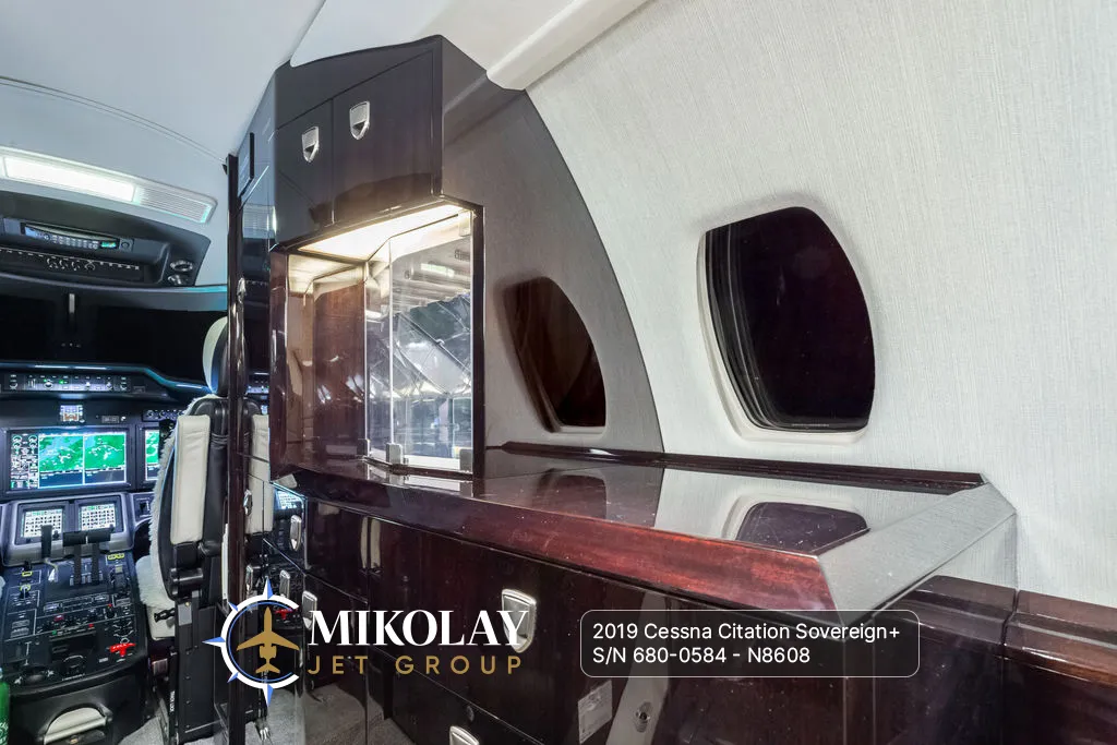 2019 Cessna Citation Sovereign+ S/N 680-0584 - interior photos of an aircraft for sale, Mikolay Jet group logo