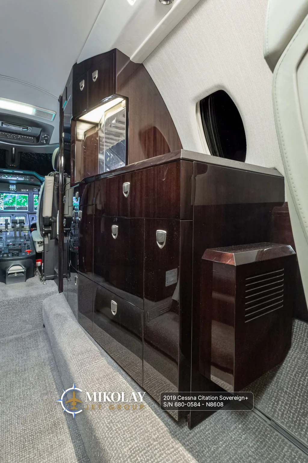2019 Cessna Citation Sovereign+ S/N 680-0584 - interior photos of an aircraft for sale, Mikolay Jet group logo