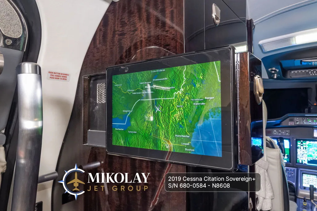 2019 Cessna Citation Sovereign+ S/N 680-0584 - interior photos of an aircraft for sale, Mikolay Jet group logo