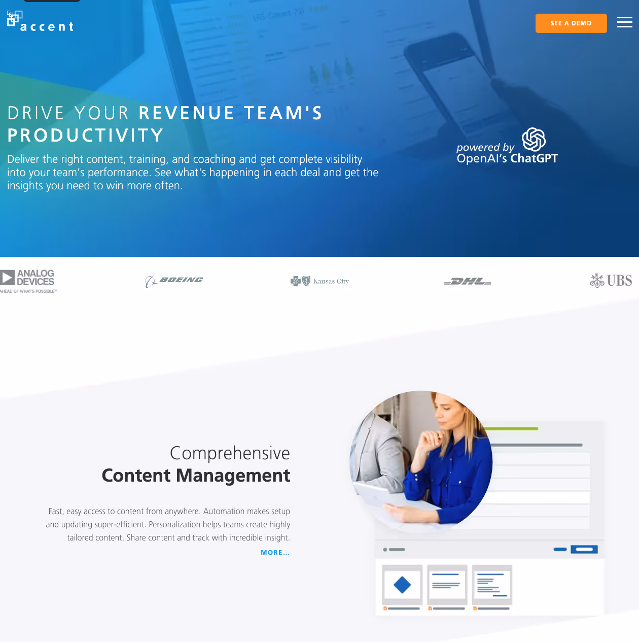 Accent Technologies landing page