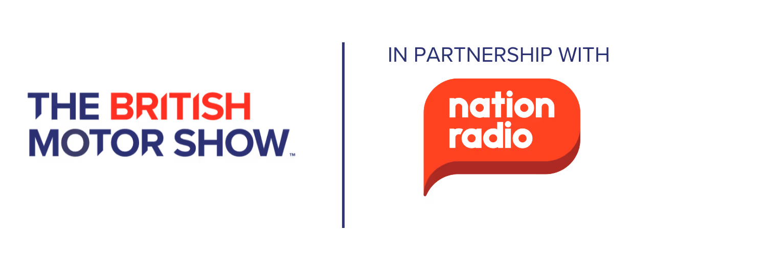 The British Motor SHow and Nation Radio Partnership Logo