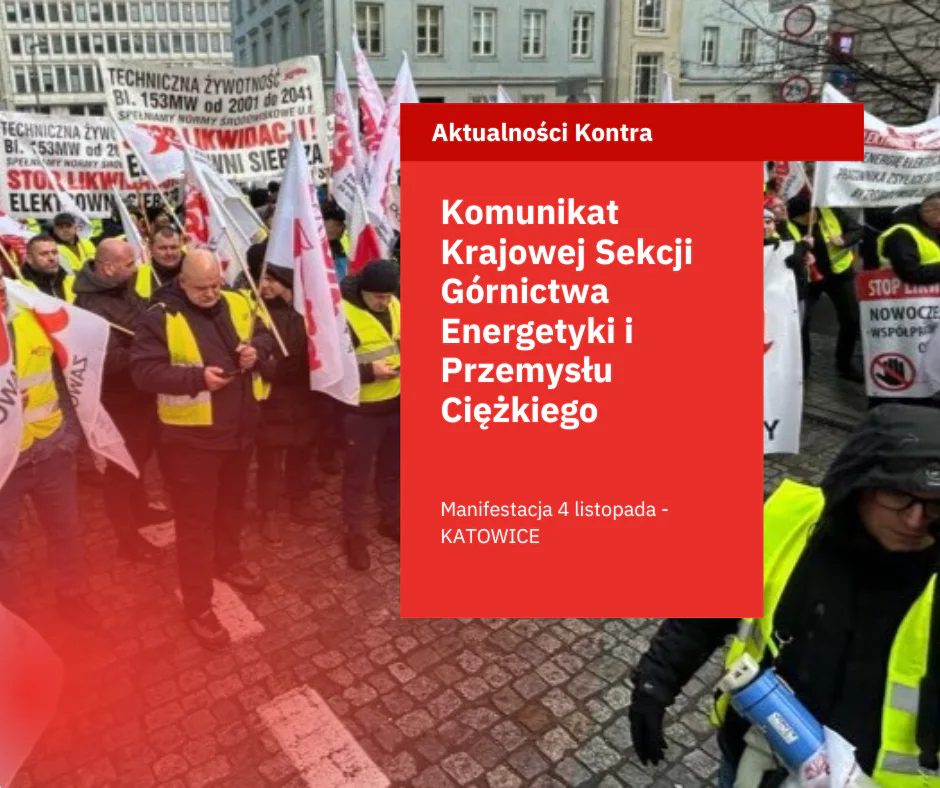 Komunikat Krajowej Sekcji Gornictwa, Energetyki i  Przemysłu