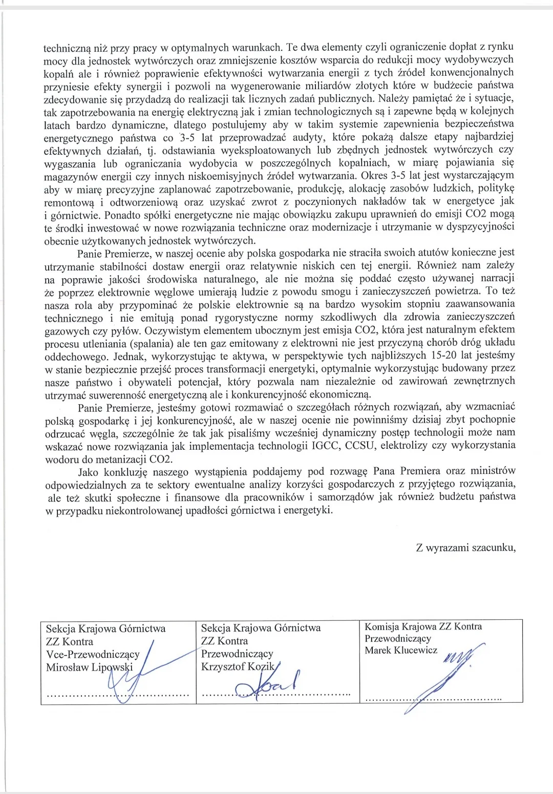 „Piszemy do Premiera: czas na odpowiedzialne decyzje 