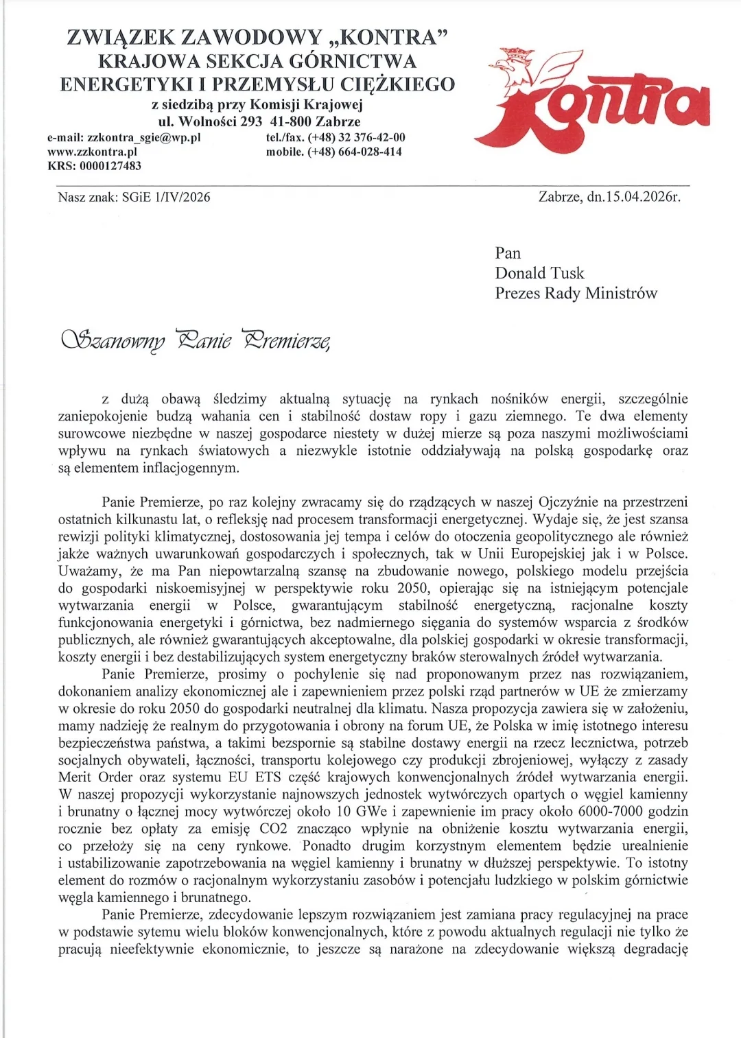 „Piszemy do Premiera: czas na odpowiedzialne decyzje 