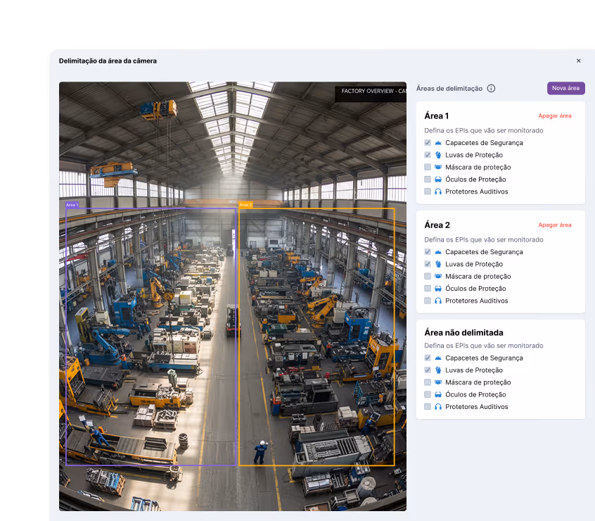 Delimitação de regiões do Precavision - Software de Detecção de EPIs do Venturus