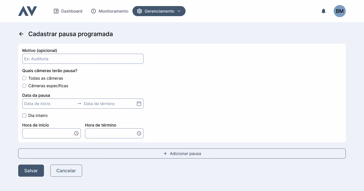 Pausas programadas - Precavision