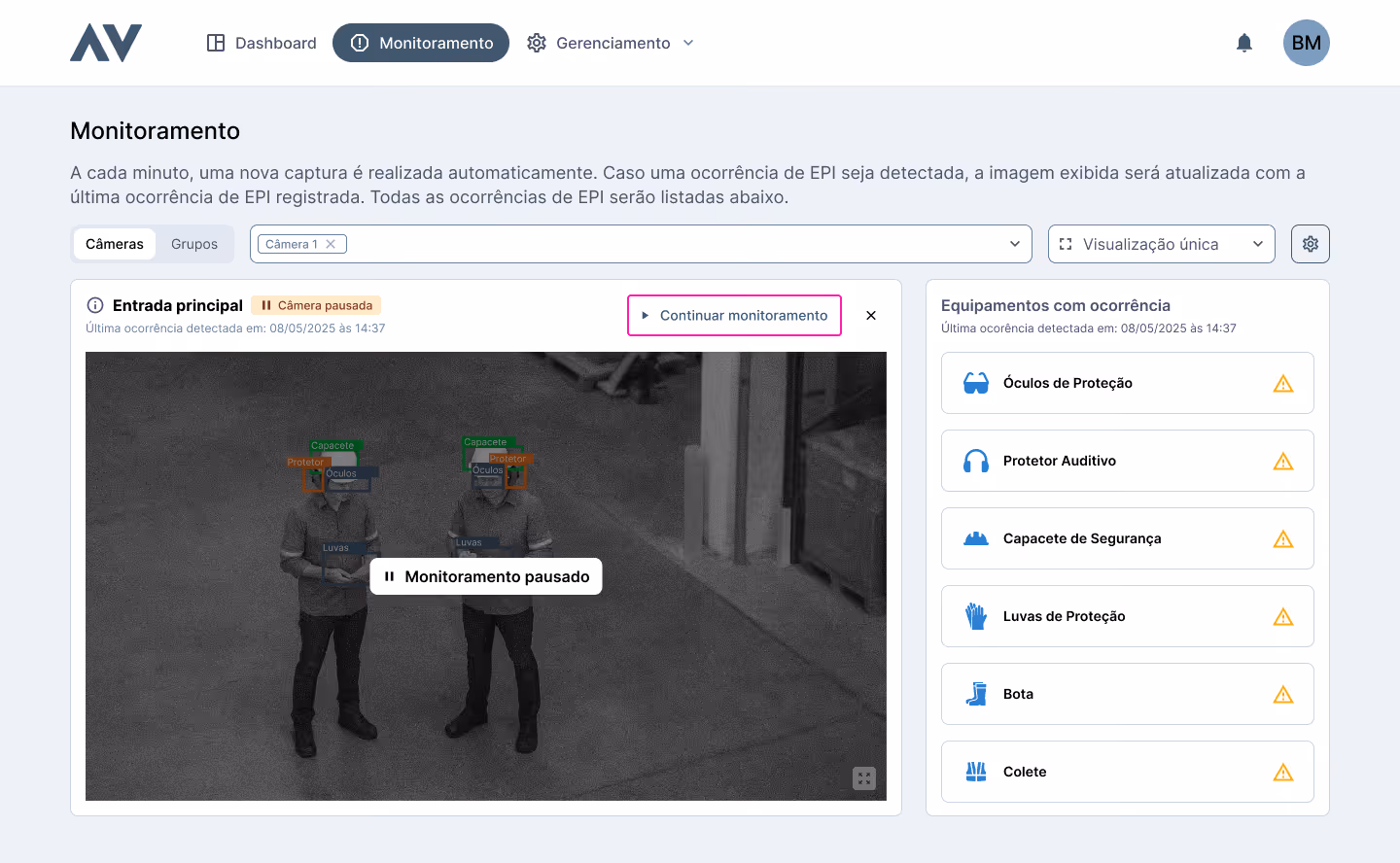 Pausa rápida de câmera - Precavision