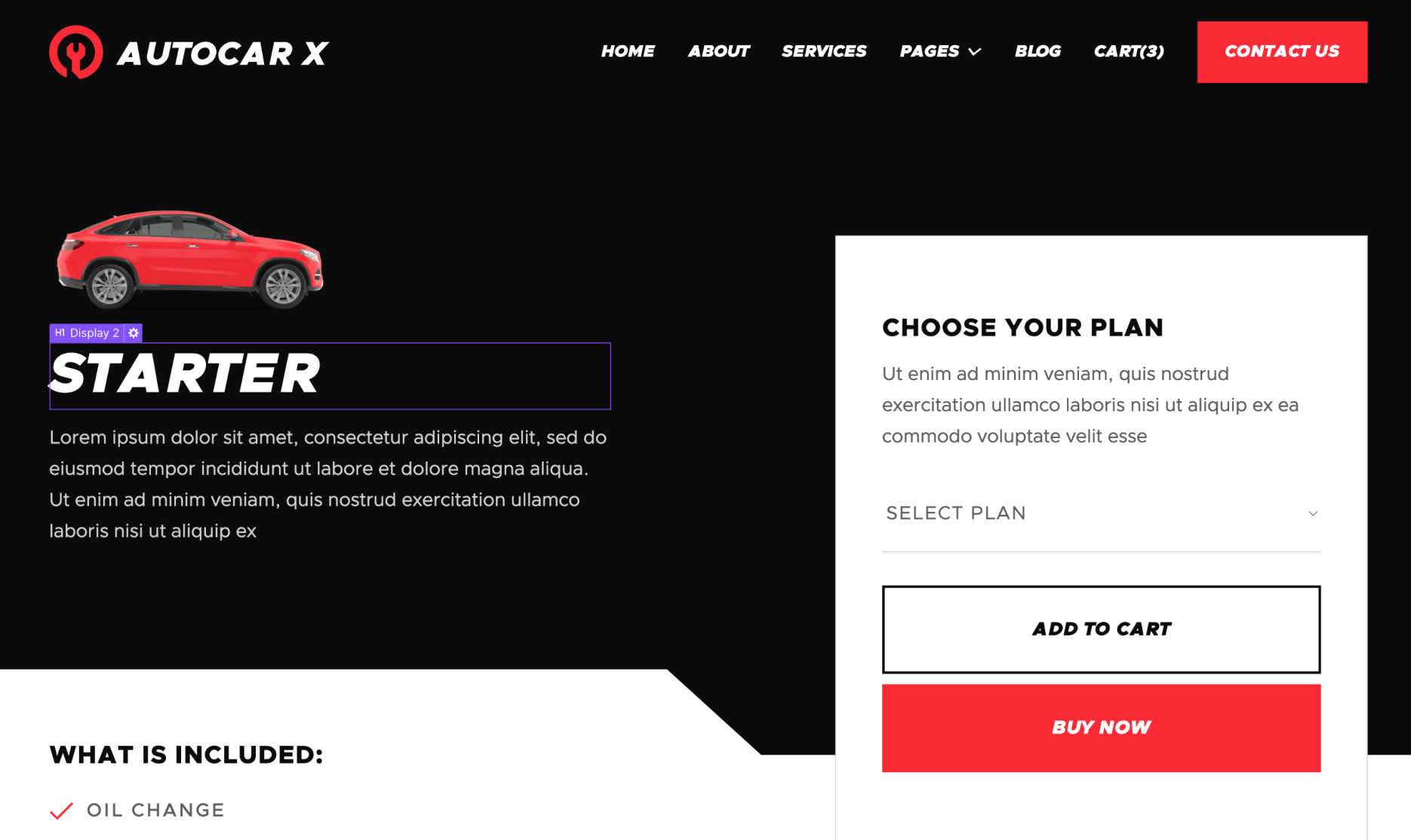 eCommerce Page - Autocar X Webflow Template