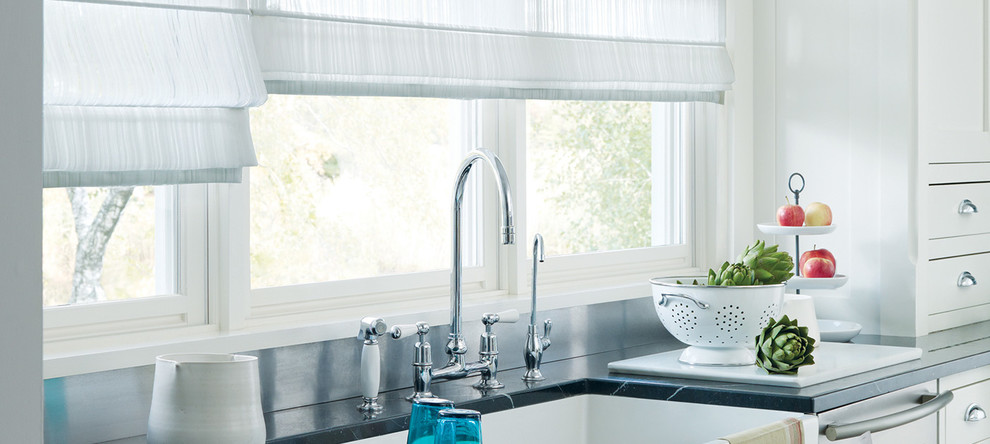 Roman window shades in a bright Lakewood, TX kitchen