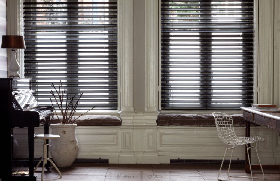 Dark window blinds in a modern Highland Park TX interior