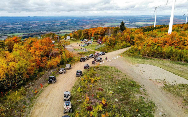 side by side atving on mars hill mountain in the fall near bigrock ski mountain. the number one place to ride an atv in maine.