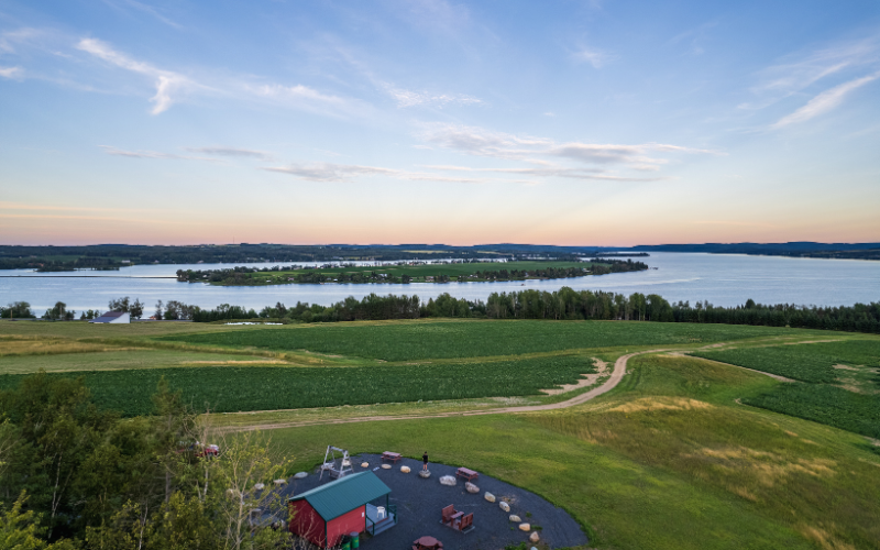 the international view on cyr cove of long lake gives great views of long lake and is in middle of farm fields. one of maine's best atv trips.