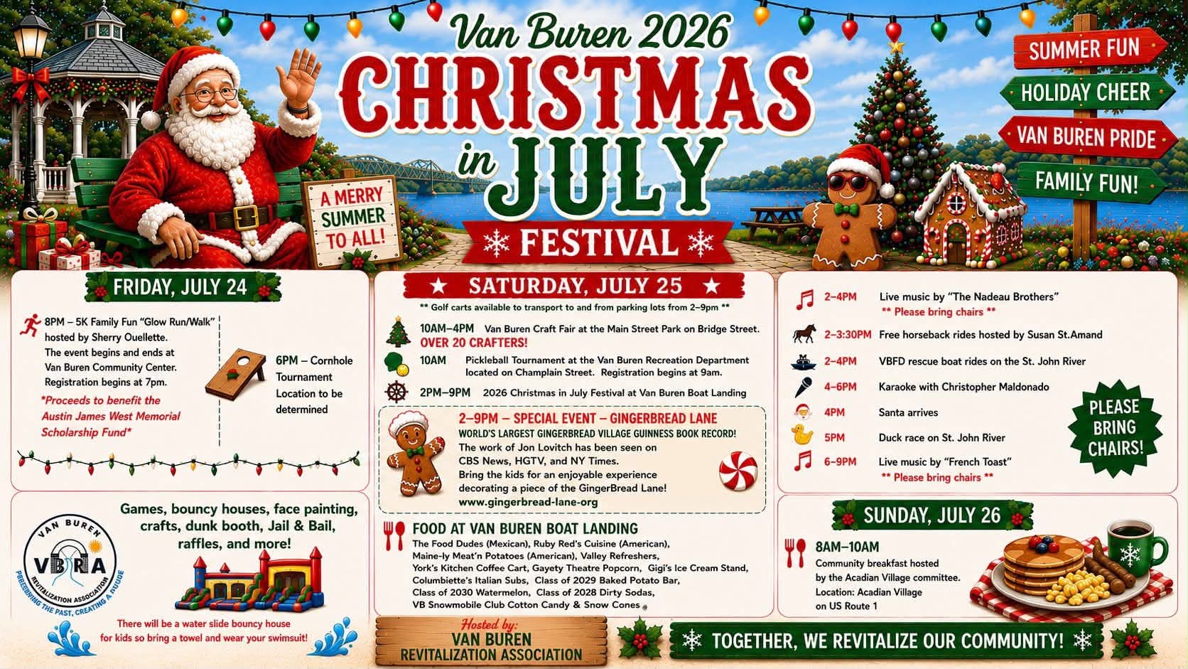 christmas in july event schedule van buren maine