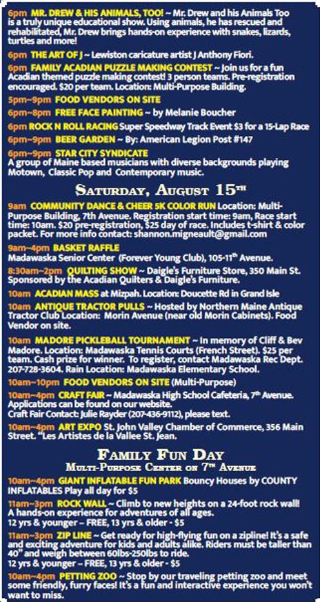 madawaska maine acadian festival schedule