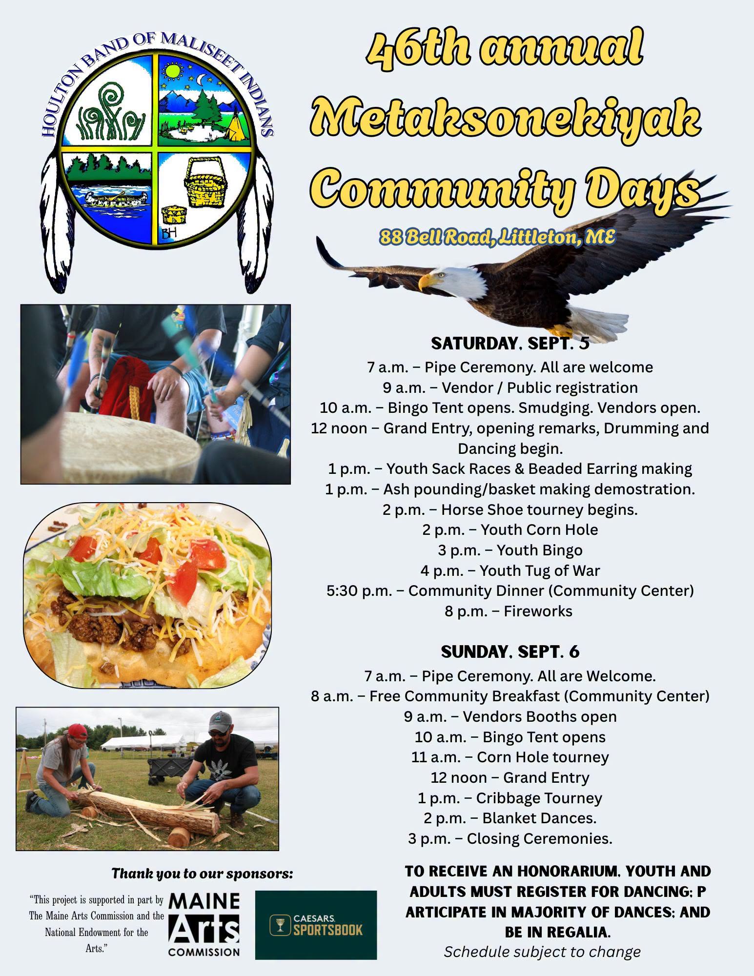 Metaksonekiyak Community Days festival schedule aroostook littleton maine powow
