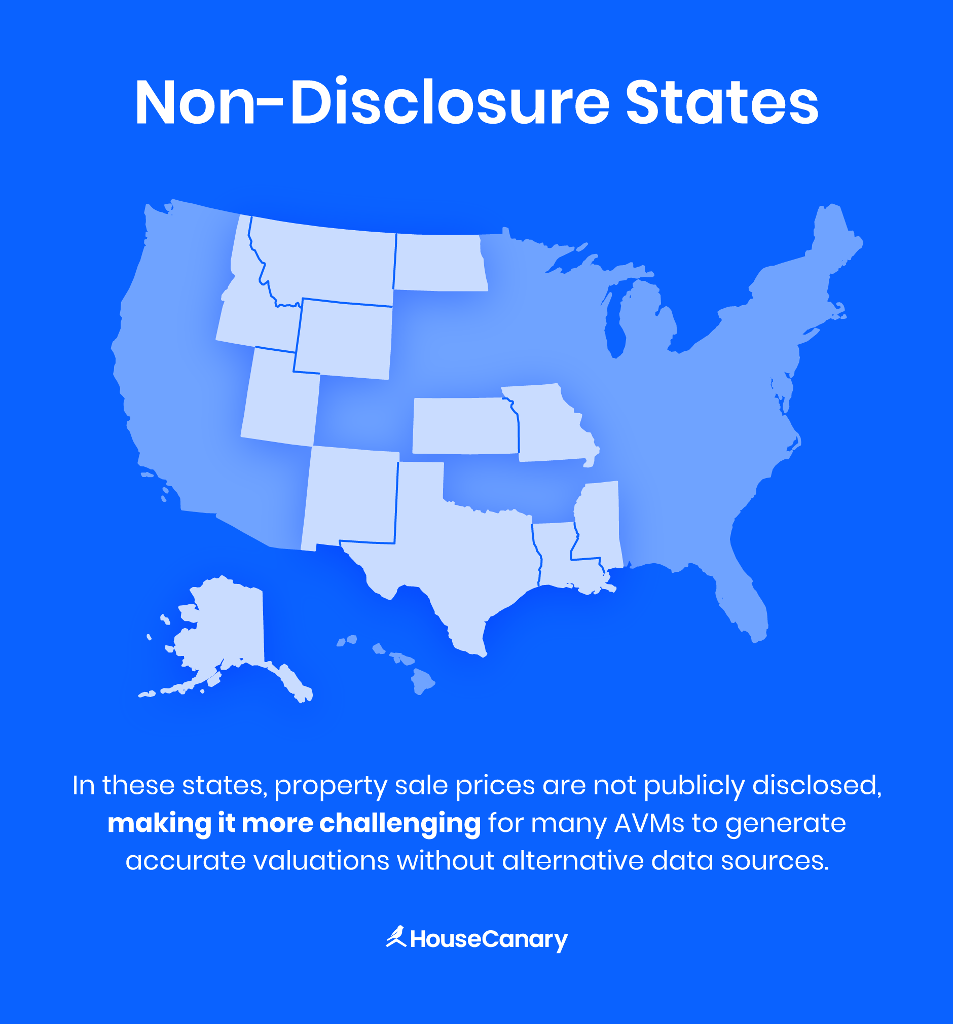 A U.S. map highlighting the 12 non-disclosure states