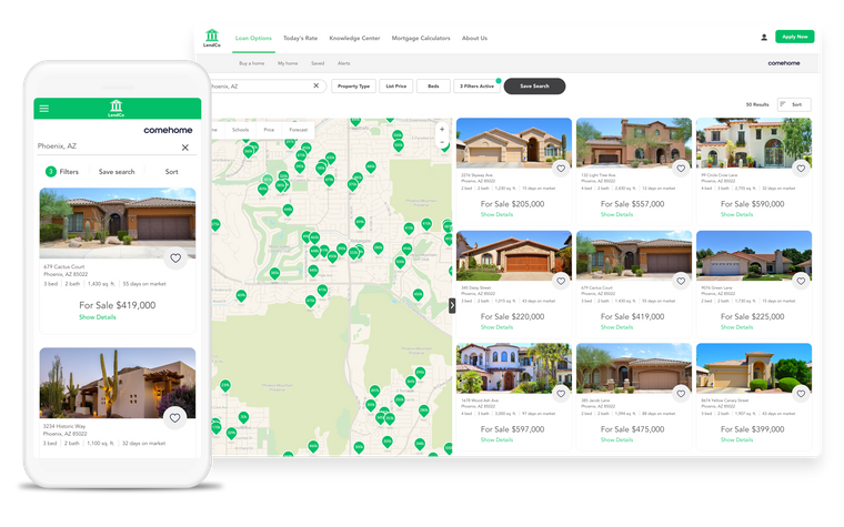 An image of the ComeHome by HouseCanary platform