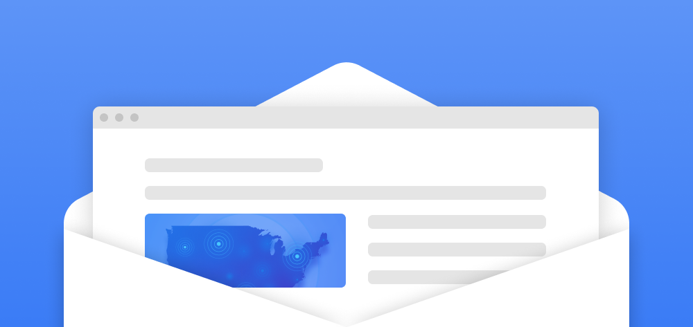 Vector illustration of a digital newsletter coming out of an envelope.