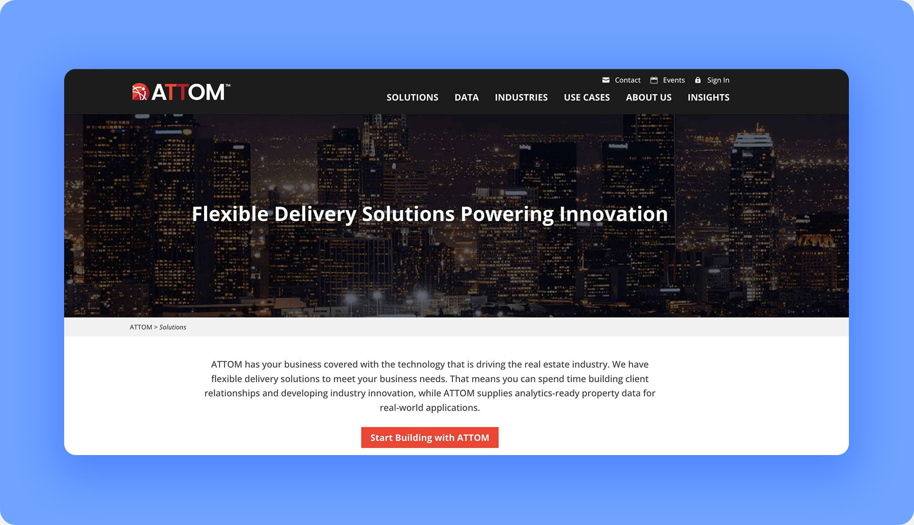 Screenshot of the real estate investment software ATTOM’s data delivery option