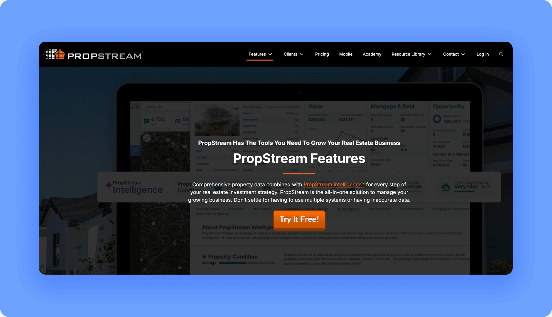 Screenshot of the real estate investment software PropStream’s real estate features