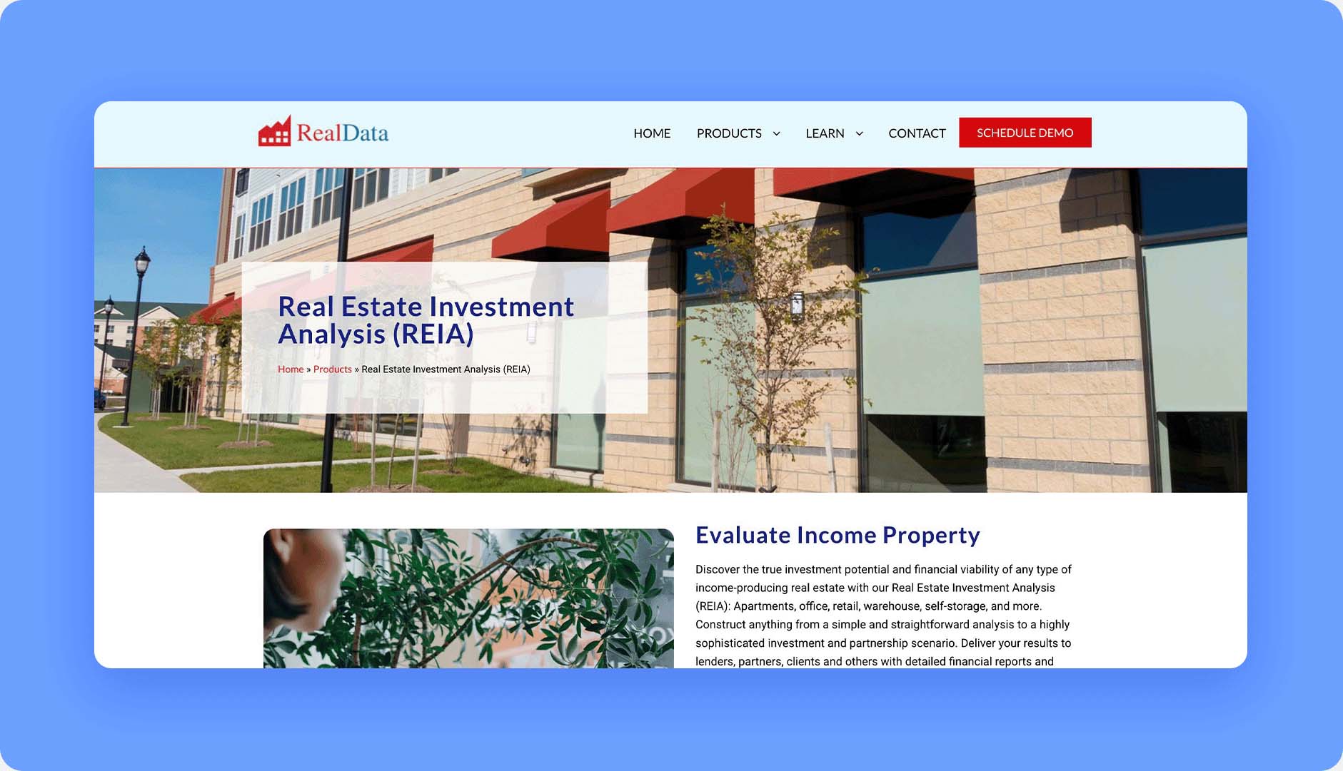 Screenshot of the real estate investment software RealData’s real estate investment analysis feature