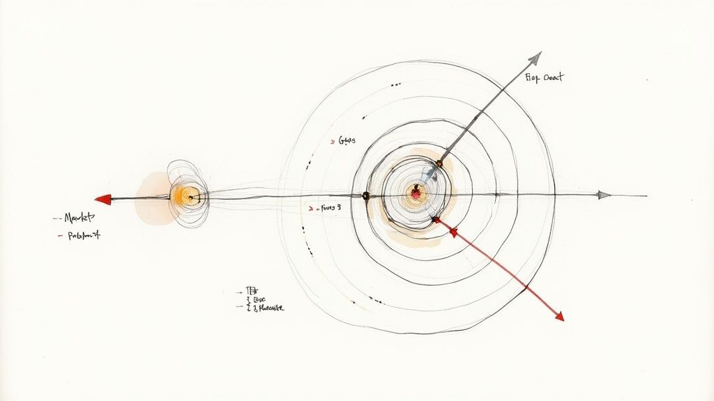 A team collaborating on a whiteboard, strategizing and planning their go-to-market approach.